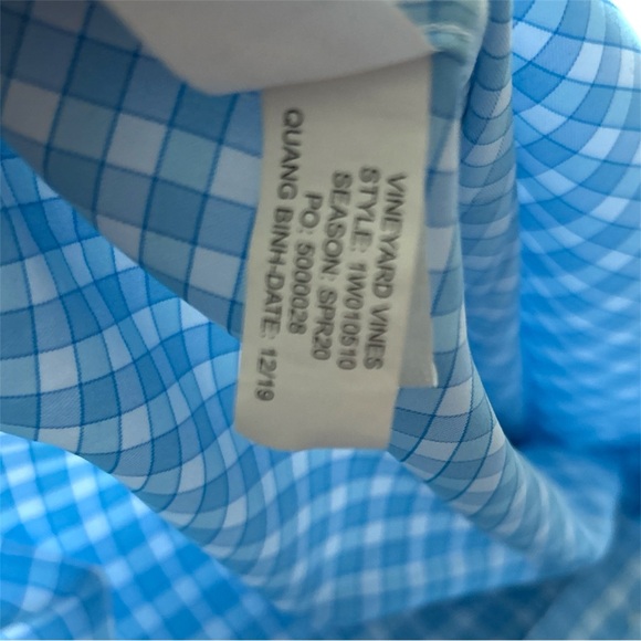 Vineyard Vines Performance Lemon Shark Gingham Featherweight Shirt Blue Size M - Picture 6 of 6